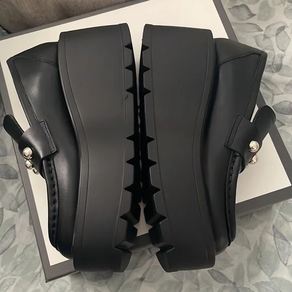 NWT J/SLIDES VICKY Black Leather Platform - Picture 12 of 16